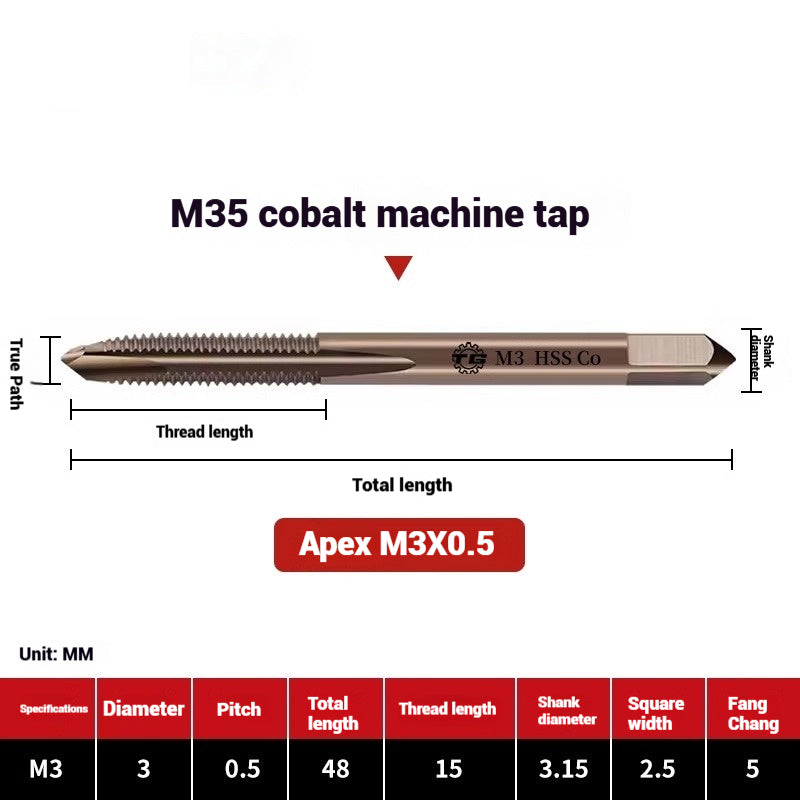 1104-M35 Cobalt straight flute tap machine tapping stainless steel special high-speed steel tapping coarse teeth spiral apex Shandong Denso Pricision Tools Co.,Ltd.